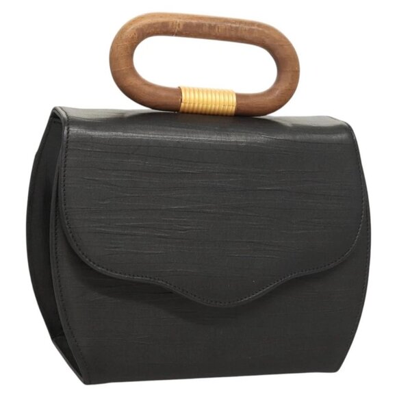 BALLY Hand Bag Leather Black Gold Auth 126005 - Picture 1 of 16